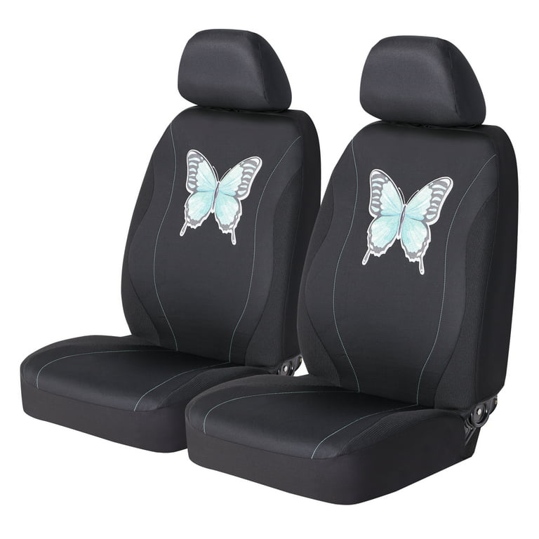 AutoDrive 2050SC19 Seat Cover Kit Mint Butterfly Polyester - Black & Mint - 5 Pieces