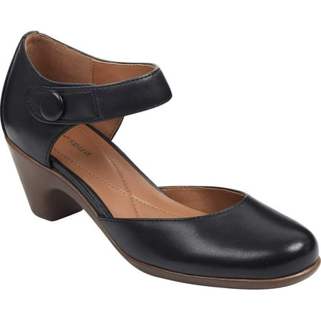 UPC 192733554865 product image for Women s Easy Spirit Clarice Ankle Strap Heel Black Leather 7 M | upcitemdb.com