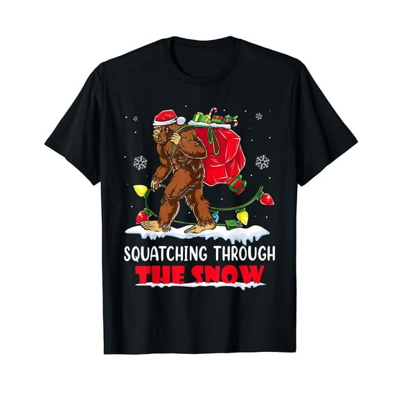 Squatching Through The Snow Big Foot Christmas Tree Holidays T-Shirt