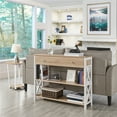 thumbnail image 3 of Alden Design Wood and Iron Console Table 1 Drawer & 2 Shelves, Light Oak with White Frame, 3 of 7