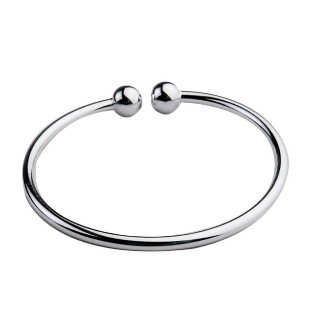 Pulsera del brazalete Sunnimix abierto de Doble Bola color plata