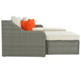 thumbnail image 4 of BenJara 3 Piece Patio Sofa Lounger With Ottoman, Built In Table, White and Gray, 4 of 9