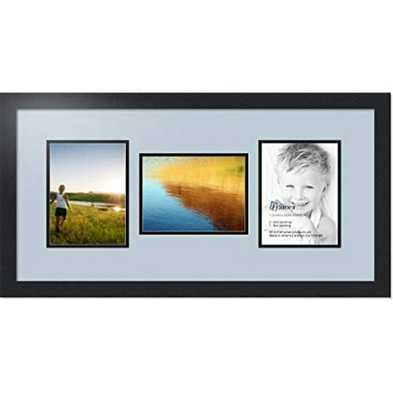 collage photo frame double mat with 3 - 6x8 openings and black frame