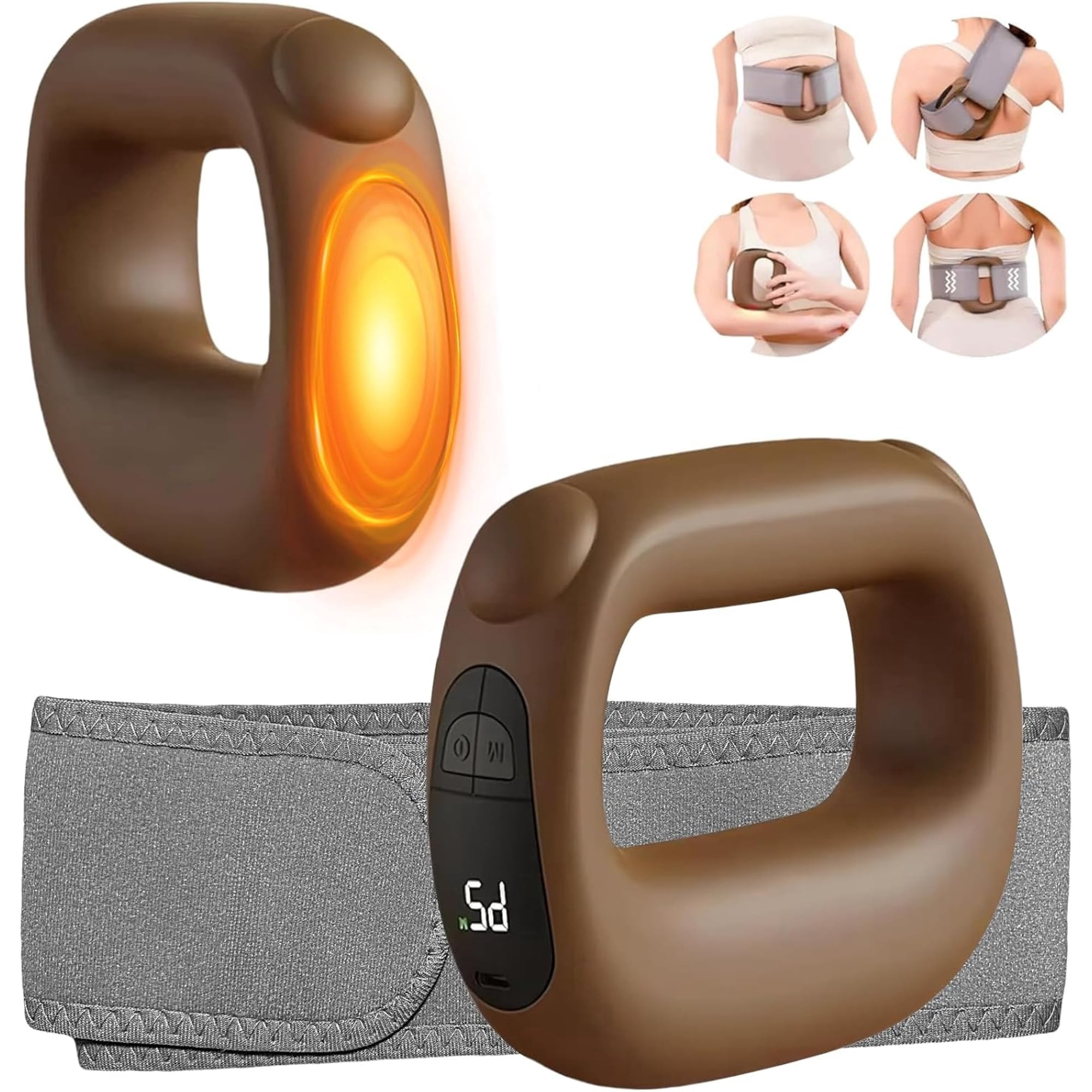 Deep Tissue Massage Gun with Heat – Portable Percussion Massager for Back, Neck & Muscles, Quiet, Adjustable Speed, Pain Relief, Brown