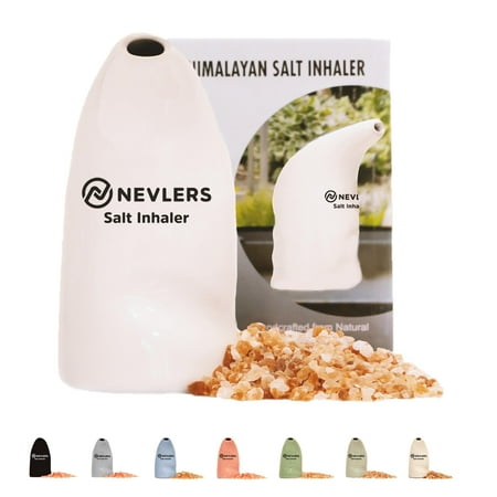 Nevlers Ceramic Salt Inhaler with Pure Himalayan Pink Salt | Asthma and Allergy Relief | White