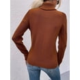 thumbnail image 5 of Long Sleeved Women Fall Winter Turtleneck Slim Sweater Solid Casual Knit Pullovers, 5 of 6