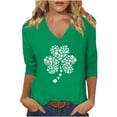 thumbnail image 2 of St Patricks Day Shirts for Women V Neck Graphic Tees Funny Festival Blouse 3/4 Sleeve Tunic Tops, Green C 2XL, 2 of 4