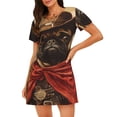 thumbnail image 1 of Fotbe Western French Bulldog Cowboy Bata de Dormir para Mujer con Estampado, Camisón de Algodón de Manga Corta, Ropa de Dormir Casual, 1 of 6