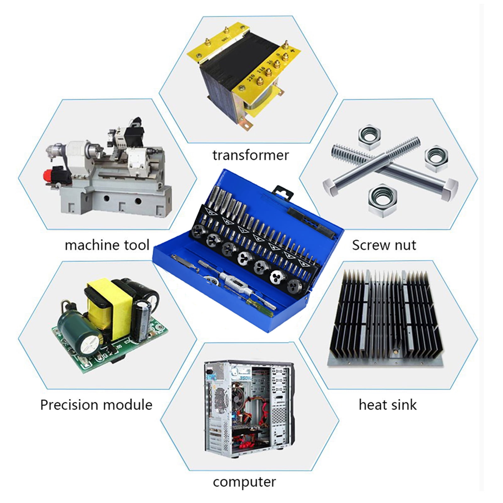 Threading 32 PCS HSS Tap And Die Set Metric Wrench Cut M3- Hand Threading Tool Tungsten Carbide Tap Die Screw Thread Making Tool Bit Set Engineer Kit With Metal Case