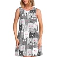 thumbnail image 1 of Balery Cats Group Vestidos de verano para mujer con estampado: vestido holgado sin mangas, vestido playero informal y cómodo para días calurosos., 1 of 7
