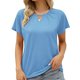 thumbnail image 3 of Camiseta básica cómoda e informal con escote hueco y mangas cortas en azul cielo, 3 of 5