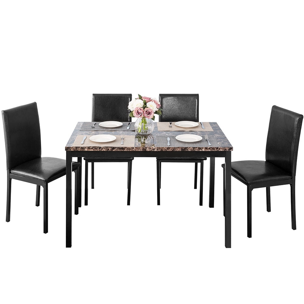 Kepooman 5 Pcs Kitchen Table Set with 4 Leather Chairs Kepooman 5 Pcs Kitchen Table Set with 4 Leather Chairs