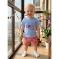 thumbnail image 6 of BemeyourBBs Kids Toddler Baby Boys 4th of July Outfit Patriot Independence Day Clothes Short Sleeve Letters Firework Print T-shirt with Plaid Shorts Set Toddler Boys Summer Outfit, 6 of 9