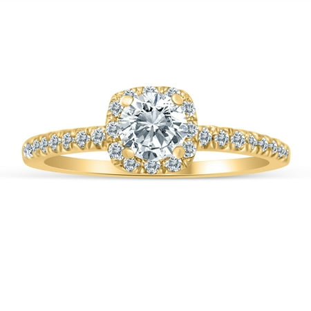 1/2ctw Diamond Halo Engagement Ring in 10k Yellow Gold