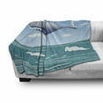thumbnail image 3 of Whale Soft Flannel Fleece Throw Blanket, Ocean Sunny Summer Landscape with Huge Jumping Whale on Air Cartoon Style Design Artwork, Cozy Plush for Indoor and Outdoor Use, 50" x 70", Blue, by Ambesonne, 3 of 6