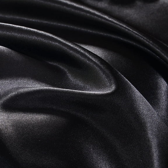 LOLIPPYY 1Pair Silky Satin Pillowcase for Pillow Polyester Black Wrinkle Free Machine Washable