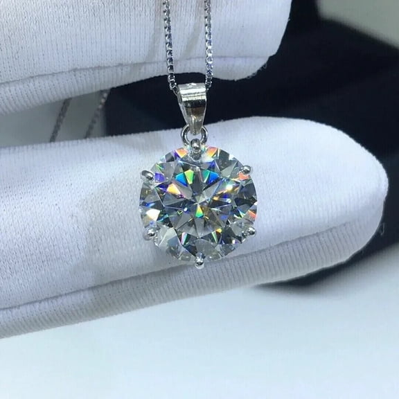 1.00Ct Round Cut Simulated Diamond Solitaire Pendant 14K White Gold Finish