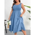thumbnail image 5 of AURA Plus Size Summer Sleeveless Tank Dress for Women 2025 Smocked Casual Loose Sundress Flowy Beach Tiered Long Midi Dresses, 5 of 7