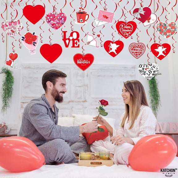 KatchOn, Valentines Day Hanging Swirls - Large, Pack of 30, No DIY | Valentines Day Hanging Decorations | Hanging Valentines Day Decorations | Hanging Hearts Decorations for Valentines Day Décor