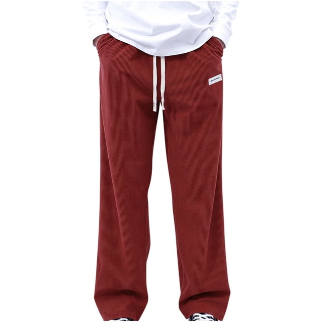 Pantalones largos para hombre, de color liso, con cordón, informales, de moda, largos, para hombre