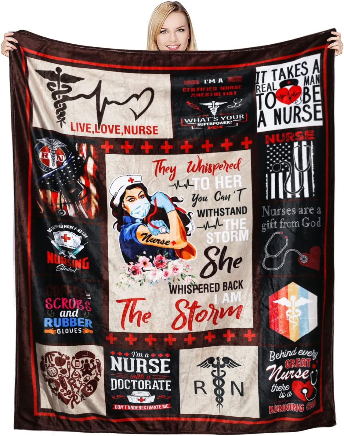 Ultra Soft Nurse Theme Blanket Microfiber Flannel Blanket Gifts for