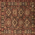 thumbnail image 1 of Ahgly Company Indoor Square Oriental Brown Industrial Area Rugs, 4' Square, 1 of 4