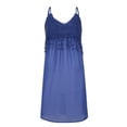thumbnail image 3 of ZHOGXU Women's Dress Sleeveless Suspender V Neck Solid Color Lace Trim Fashion Comfortable Mini Dresses For Casual Daily Wear,Blue,Xxl, 3 of 7