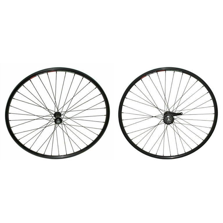 Black Alloy 700c 36 Spoke 14g 3 8 Axle Wheel set. Front and Back Coaster Wheel