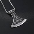 thumbnail image 4 of Colgante de aleación con forma de hacha de batalla vikinga con relieve de runas de Norron, collar con personalidad retro para hombre, colgantes de guillotina de metal, joyería de moda --- Código de p, 4 of 5