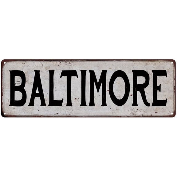 BALTIMORE Vintage Look Rustic Metal City State Sign 6 x 18 High Gloss Metal 206180041221