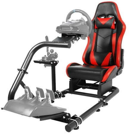Supllueer Sim Racing Cockpit Stand with Seat Fit Logitech G29 G920 G923 Thrustmaster T300RS Fanatec