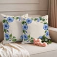 thumbnail image 2 of Spring Blue Flower Wreath Pillow Covers 2 Pack Country Watercolor Floral Bud Leaf Linen Pillowcase Waterproof Outdoor Throw Pillow Cover for Patio Garden Square Cushion 24”x24”, 2 of 9