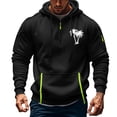 thumbnail image 2 of FAVIPT 2025 Mens Hoodies Pullover Quarter Zip American Flag Printed Long Sleeve Drawstring Hoodie Sport Workout Tactical Hooded Sweatshirts with Zipper Pockets Black,XXL, 2 of 3