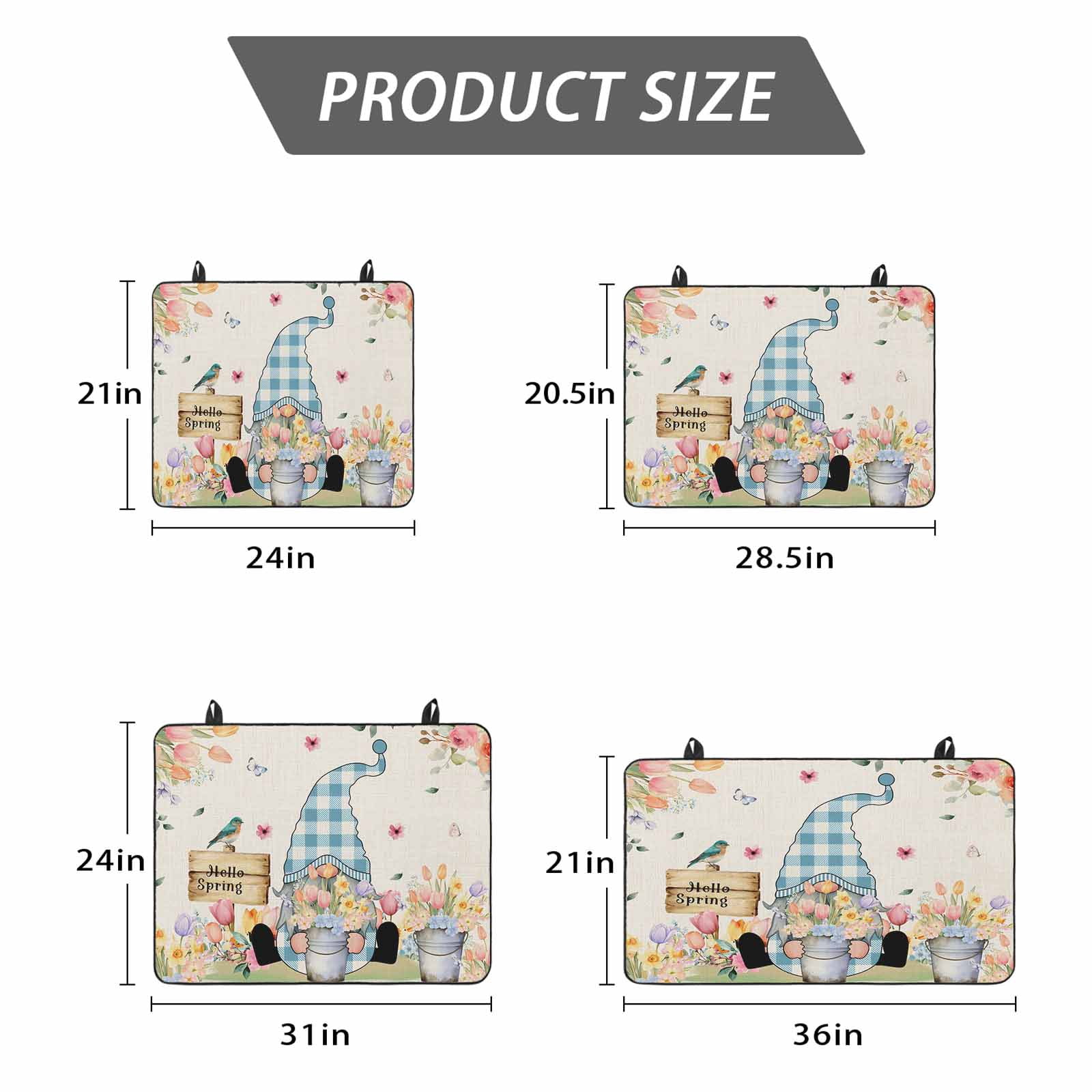 Spring Gnomes Floral Stove Top Cover for Electric Stove, Heat-proof & Non Slip Glass Top Stove Cover Protector, Pink Tulip Botanical Beige Burlap Kitchen Flat Cooktop Rubber Mat 24x21 Inches
