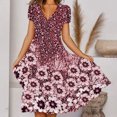 thumbnail image 4 of Flmtop Femmes Robe Imprimé Fleur en Vrac Ourlet V Cou Robe d'Été Décontractée pour Sortir Ensemble, 4 of 10