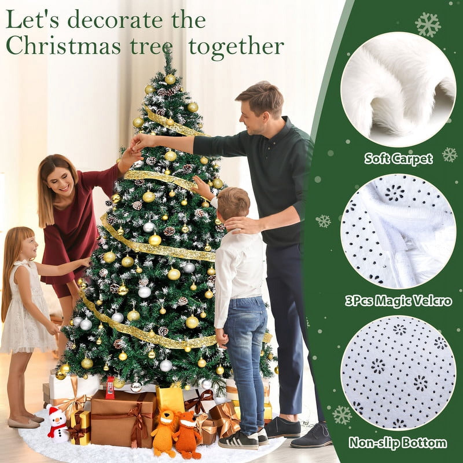 Yexmas 7.5ft Pre-Lit Artificial Christmas Trees,Green Xmas Tree with Large Christmas Tree Storage Bag,Pinecones, Berries, Realistic Artificial Christmas Trees for Home, Office, Party Decoration