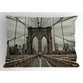 thumbnail image 1 of United States Pillow Sham View Of Historical Famous Brooklyn Bridge and Cable Pattern NYC Architecture, Decorative Standard Size Printed Pillowcase, 26 X 20 Inches, Beige Brown, by Ambesonne, 1 of 2