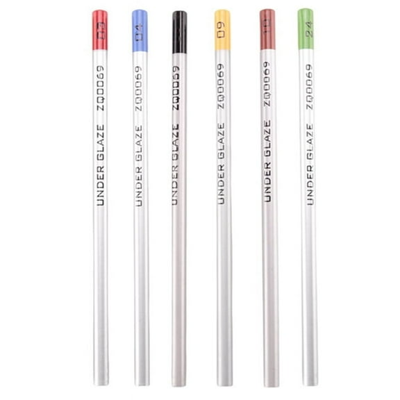 6Pcs Underglaze Pencils for Pottery for Decorating Fused Glass and Under Glaze Ceramics