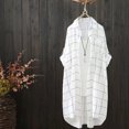 thumbnail image 2 of Kaemgyyd Womens Shirts Oversized Plaid Roll up Long Sleeve Mid-Long Button down Pocketed Blouse Tops Fall, 2 of 4