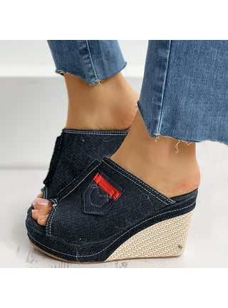 Blue jean wedges women's shoes online