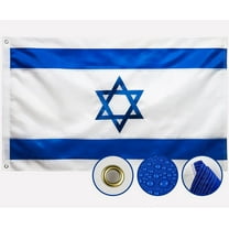 Double Sided Israel Flag 3x5 Ft Outdoor Israeli Flags Embroidered Heavy Duty 210D Nylon Oxford Sewn Stripes Stronger Brass Grommets 4 Stitched Hemmin