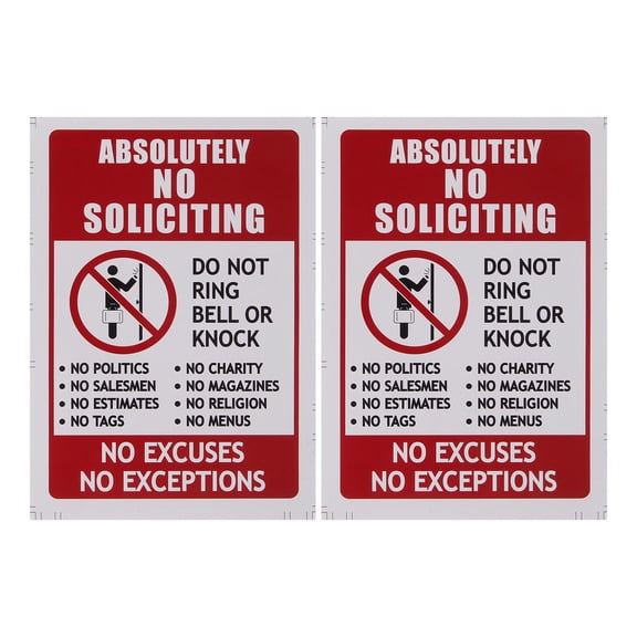 OUNONA No Soliciting Door Sign for Home and Shop, Funny PVC High Adhesive, 2 Pieces Set