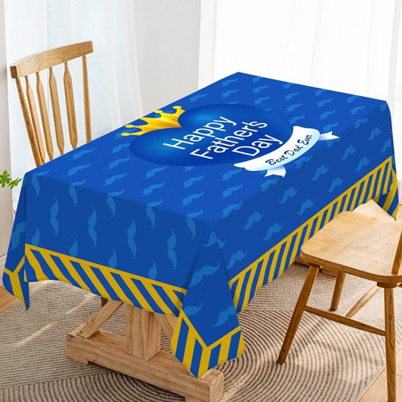 Father''s Day Decoration Tablecloth Best Dad Ever Birthday Party Supply Blue Rustic Kitchen Dining Room Home Decor-60×84inch