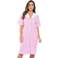 thumbnail image 2 of Dreamcrest Women Short Sleeve Housecoat - Comfortable Loungewear for Sleep and Relaxation (Pink Throttle, 3X), 2 of 3