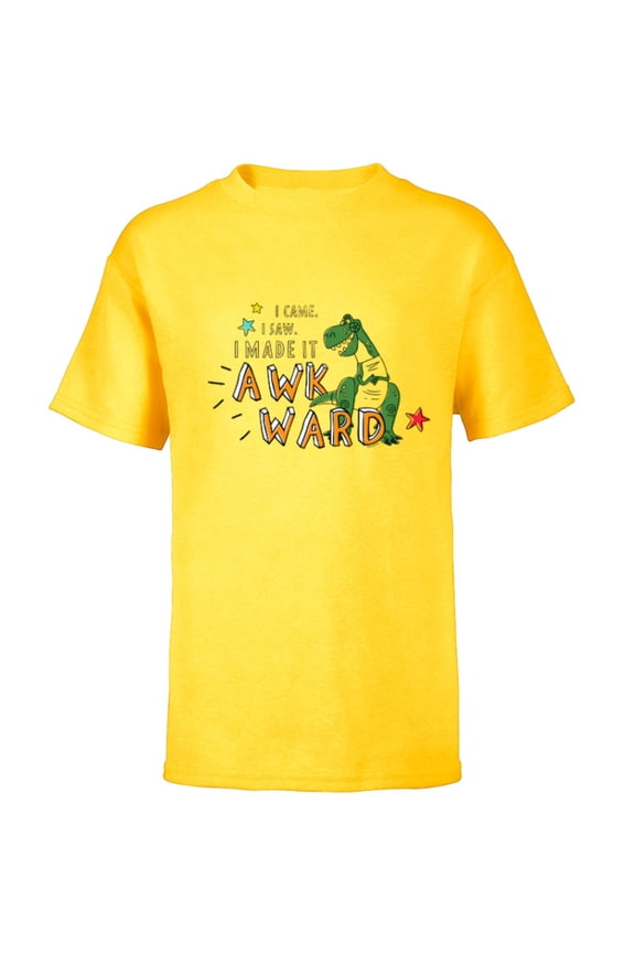 Disney PIXAR Toy Story Rex I Came, I Saw, I Made it Awkward - Short Sleeve T-Shirt for Kids - Customized-Yellow