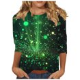 thumbnail image 2 of TrendVibe365 St Patricks Day 3/4 Length Sleeve Womens Tops Green Plus Size Crew Neck Polyester Casual St. Patricks Day Blouse Tops for Irish Themed Gifts S, 2 of 5