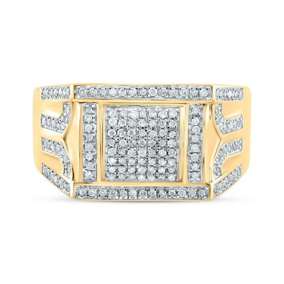 10kt Yellow Gold 3/8 Cttw Diamond Mens Ring, Men Size: 8-12
