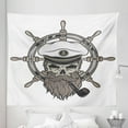 thumbnail image 1 of Skull Tapestry, Captain Pirate in Sailor Hat Beard and Nautical Theme Print Nautical, Fabric Wall Hanging Decor for Bedroom Living Room Dorm, 5 Sizes, White Brown Grey, by Ambesonne, 1 of 1