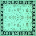 thumbnail image 1 of Ahgly Company Machine Washable Indoor Square Persian Turquoise Blue Traditional Area Rugs, 8' Square, 1 of 4