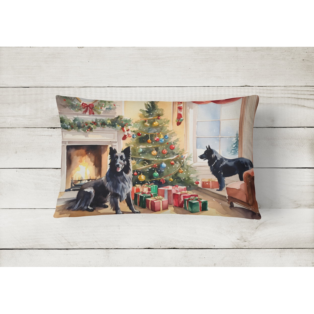 Belgian Sheepdog Cozy Christmas Throw Pillow 12 in x 16 in